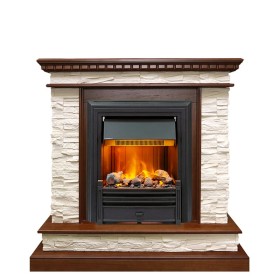 Каминокомплект Calgary Дуб / Сланец бежевый с очагом Brookline Black  Dimplex