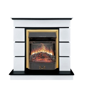 Каминокомплект Modern (Разборный) NEW Белый с черным с очагом Royal Flame Majestic FX Brass