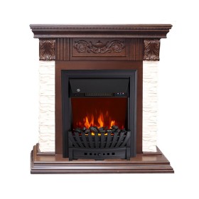 Каминокомплект Luxemburg (камень) Сланец/Темный дуб с очагом Royal Flame Aspen Black