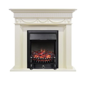 Каминокомплект Corfu Слоновая кость с очагом Royal Flame Fobos FX Black