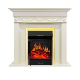 Каминокомплект Corfu Слоновая кость с очагом Royal Flame Majestic FX Brass