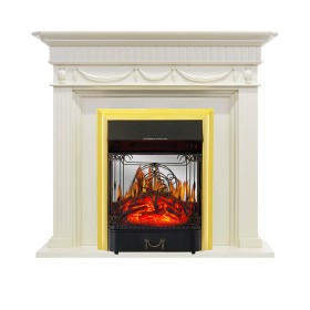 Каминокомплект Corfu Слоновая кость с очагом Royal Flame Majestic FX M Brass/Black