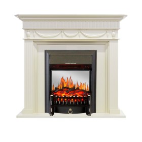Каминокомплект Corfu Слоновая кость с очагом Royal Flame Fobos FX M Brass/Black