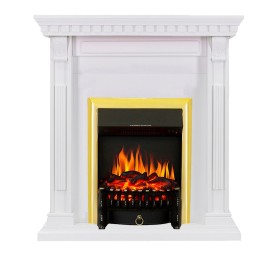 Каминокомплект Orlean Белый с очагом Royal Flame Fobos FX Brass