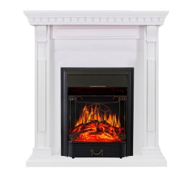 Каминокомплект Orlean Белый с очагом Royal Flame Majestic FX Black