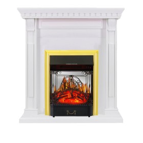 Каминокомплект Orlean Белый с очагом Royal Flame Majestic FX M Brass/Black
