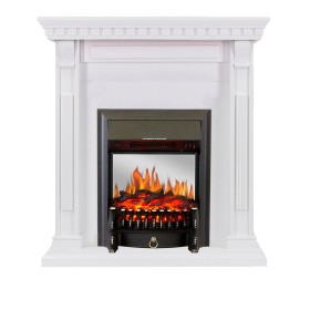 Каминокомплект Orlean Белый с очагом Royal Flame Fobos FX M Brass/Black