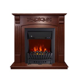 Каминокомплект Sorrento угловой Орех с очагом Royal Flame Aspen Black