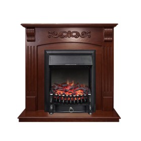 Каминокомплект Sorrento угловой Орех с очагом Royal Flame Fobos FX Black