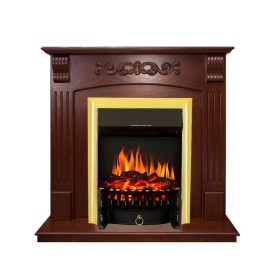 Каминокомплект Sorrento угловой Орех с очагом Royal Flame Fobos FX Brass