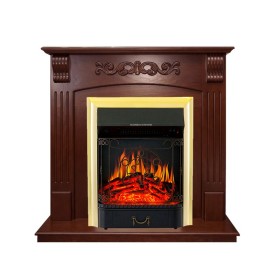 Каминокомплект Sorrento угловой Орех с очагом Royal Flame Majestic FX Brass