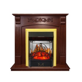 Каминокомплект Sorrento угловой Орех с очагом Royal Flame Majestic FX M Brass/Black