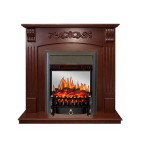 Каминокомплект Sorrento угловой Орех с очагом Royal Flame Fobos FX M Brass/Black