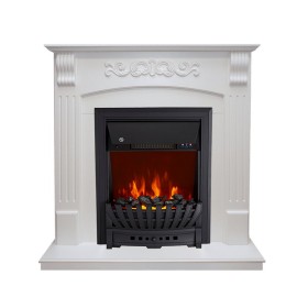 Каминокомплект Sorrento угловой Белый дуб с очагом Royal Flame Aspen Black