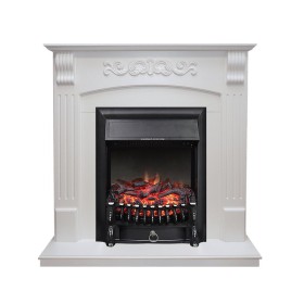 Каминокомплект Sorrento угловой Белый дуб с очагом Royal Flame Fobos FX Black