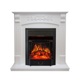 Каминокомплект Sorrento угловой Белый дуб с очагом Royal Flame Majestic FX Black