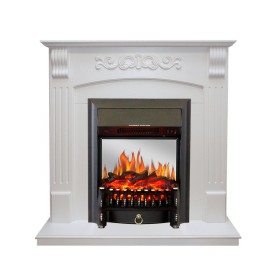Каминокомплект Sorrento угловой Белый дуб с очагом Royal Flame Fobos FX M Brass/Black