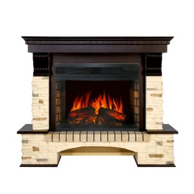 Каминокомплект Pierre Luxe угловой Сланец / Темный дуб с очагом Royal Flame Dioramic 25 LED FX