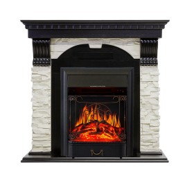 Каминокомплект Dublin Венге / Сланец белый с очагом Royal Flame Majestic FX Black
