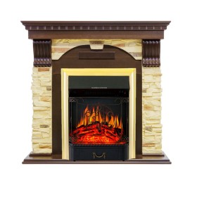 Каминокомплект Dublin Темный дуб / Сланец с очагом Royal Flame Majestic FX Brass