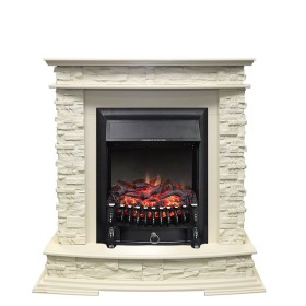 Каминокомплект Luzern Слоновая кость с очагом Royal Flame Fobos FX Black