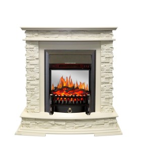Каминокомплект Luzern Слоновая кость с очагом Royal Flame Fobos FX M Brass/Black