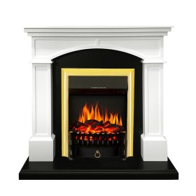 Каминокомплект Langford Белый с черным с очагом Royal Flame Fobos FX Brass
