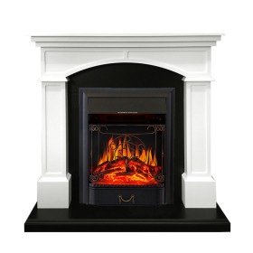 Каминокомплект Langford Белый с черным с очагом Royal Flame Majestic FX Black