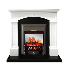 Каминокомплект Langford Белый с черным с очагом Royal Flame Fobos FX M Brass/Black