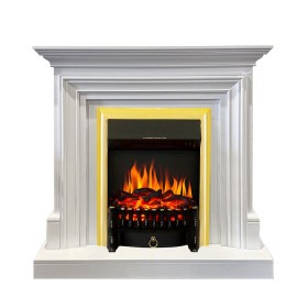 Каминокомплект Bradford Белый с очагом Royal Flame Fobos FX Brass