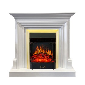 Каминокомплект Bradford Белый с очагом Royal Flame Majestic FX Brass