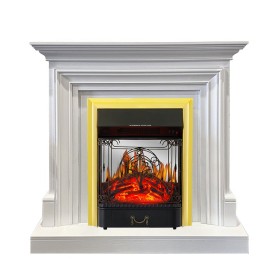 Каминокомплект Bradford Белый с очагом Royal Flame Majestic FX M Brass/Black