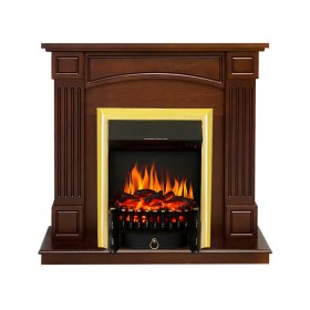 Каминокомплект Boston Темный дуб (Высота 925см) с очагом Royal Flame Fobos FX Brass