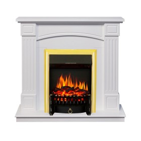 Каминокомплект Boston Белый (Высота 925см) с очагом Royal Flame Fobos FX Brass