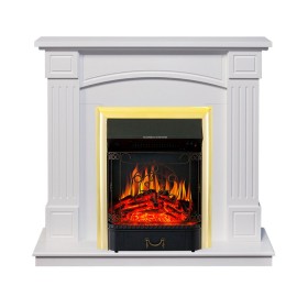 Каминокомплект Boston Белый (Высота 925см) с очагом Royal Flame Majestic FX Brass
