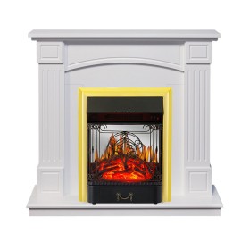 Каминокомплект Boston Белый (Высота 925см) с очагом Royal Flame Majestic FX M Brass/Black