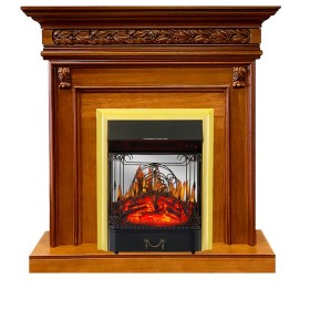 Каминокомплект Valletta Орех с очагом Royal Flame Majestic FX M Brass/Black