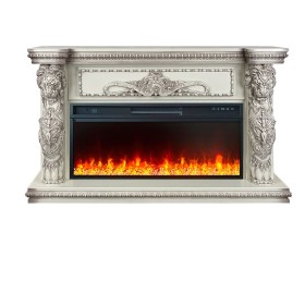 Каминокомплект Windsor 42 Слоновая кость с темной патиной с очагом Royal Flame Vision 42 LED