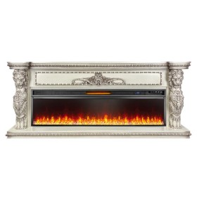 Каминокомплект Windsor 60 Слоновая кость с темной патиной с очагом Royal Flame Vision 60 LED