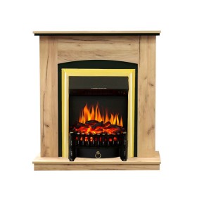 Каминокомплект Barcelona (разборный) Дуб золотой с очагом Royal Flame Fobos FX Brass
