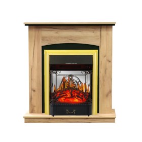 Каминокомплект Barcelona (разборный) Дуб золотой с очагом Royal Flame Majestic FX M Brass/Black