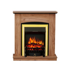 Каминокомплект Barcelona (разборный) Дуб табачный с очагом Royal Flame Fobos FX Brass