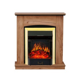 Каминокомплект Barcelona (разборный) Дуб табачный с очагом Royal Flame Majestic FX Brass