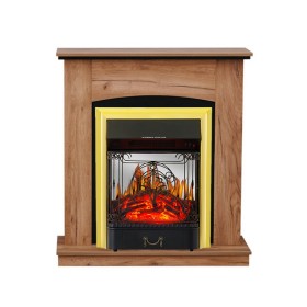 Каминокомплект Barcelona (разборный) Дуб табачный с очагом Royal Flame Majestic FX M Brass/Black