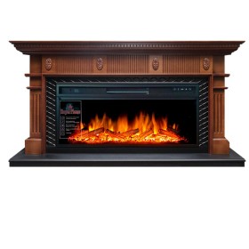 Каминокомплект Carlyle Орех с черным с очагом Royal Flame Vision 42 LOG LED