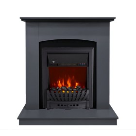 Каминокомплект Barcelona (разборный) Серый графит с очагом Royal Flame Aspen Black