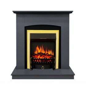 Каминокомплект Barcelona (разборный) Серый графит с очагом Royal Flame Fobos FX Brass