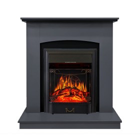 Каминокомплект Barcelona (разборный) Серый графит с очагом Royal Flame Majestic FX Black