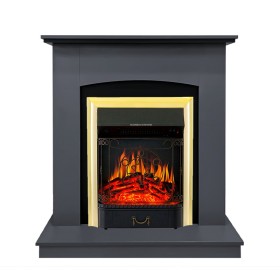 Каминокомплект Barcelona (разборный) Серый графит с очагом Royal Flame Majestic FX Brass