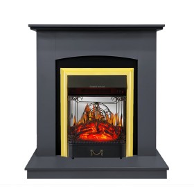 Каминокомплект Barcelona (разборный) Серый графит с очагом Royal Flame Majestic FX M Brass/Black